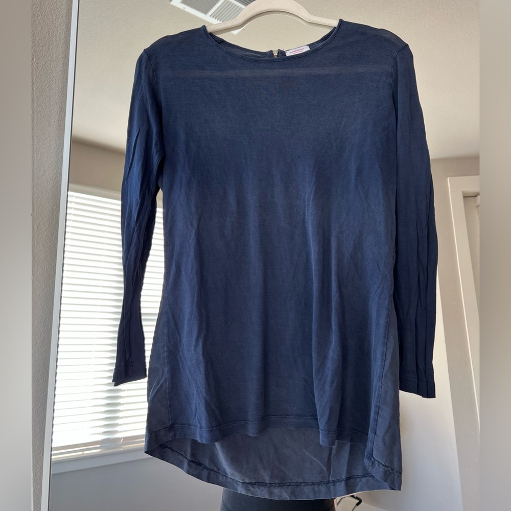 RossoPuro 100% Silk Navy Blue Top